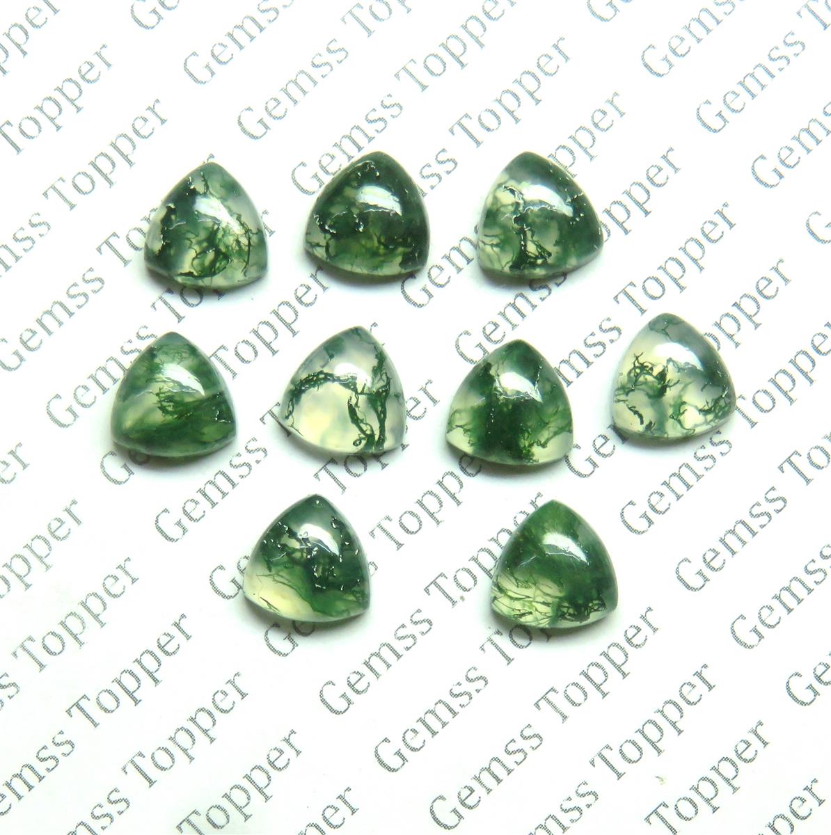 Moss Agate 10x10 mm Trillion Cabochon